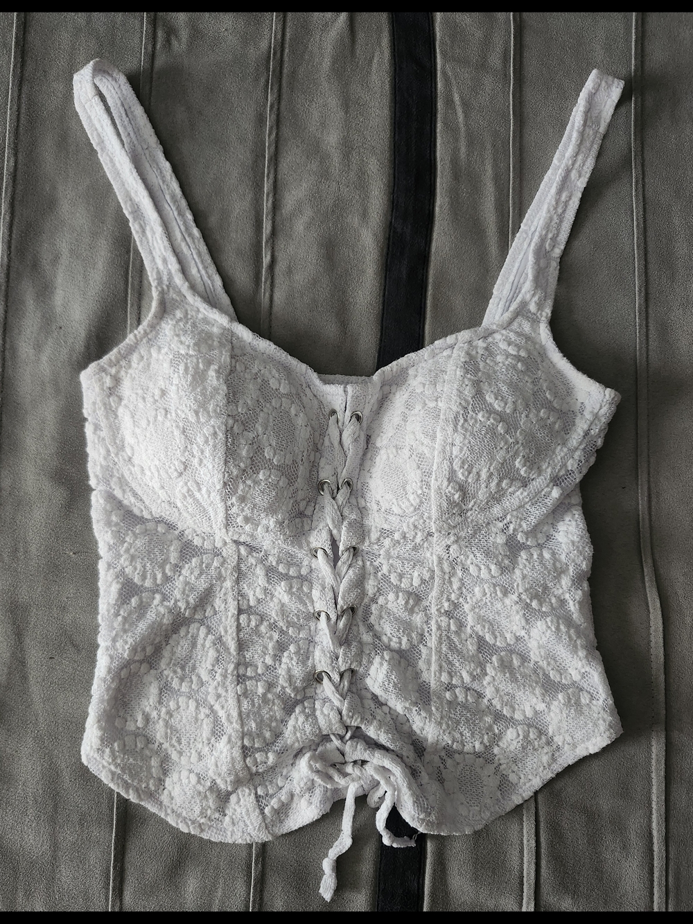 No Boundaries White Lace Corset-Style Cami Top